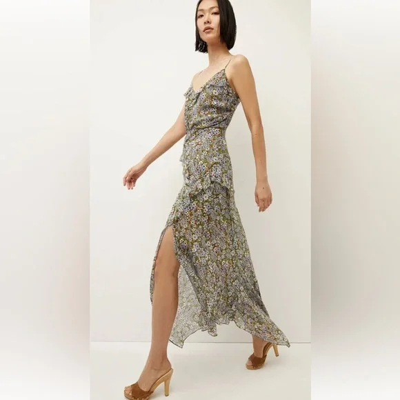 NEW $698 Veronica Beard AVENEL DRESS COLOR FOREST ARMY MULTI, 100% Silk - Picture 4 of 12